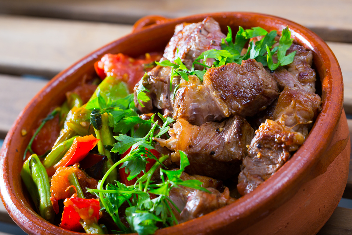 Bulgarian baked meat and vegetables (Gyuvech)