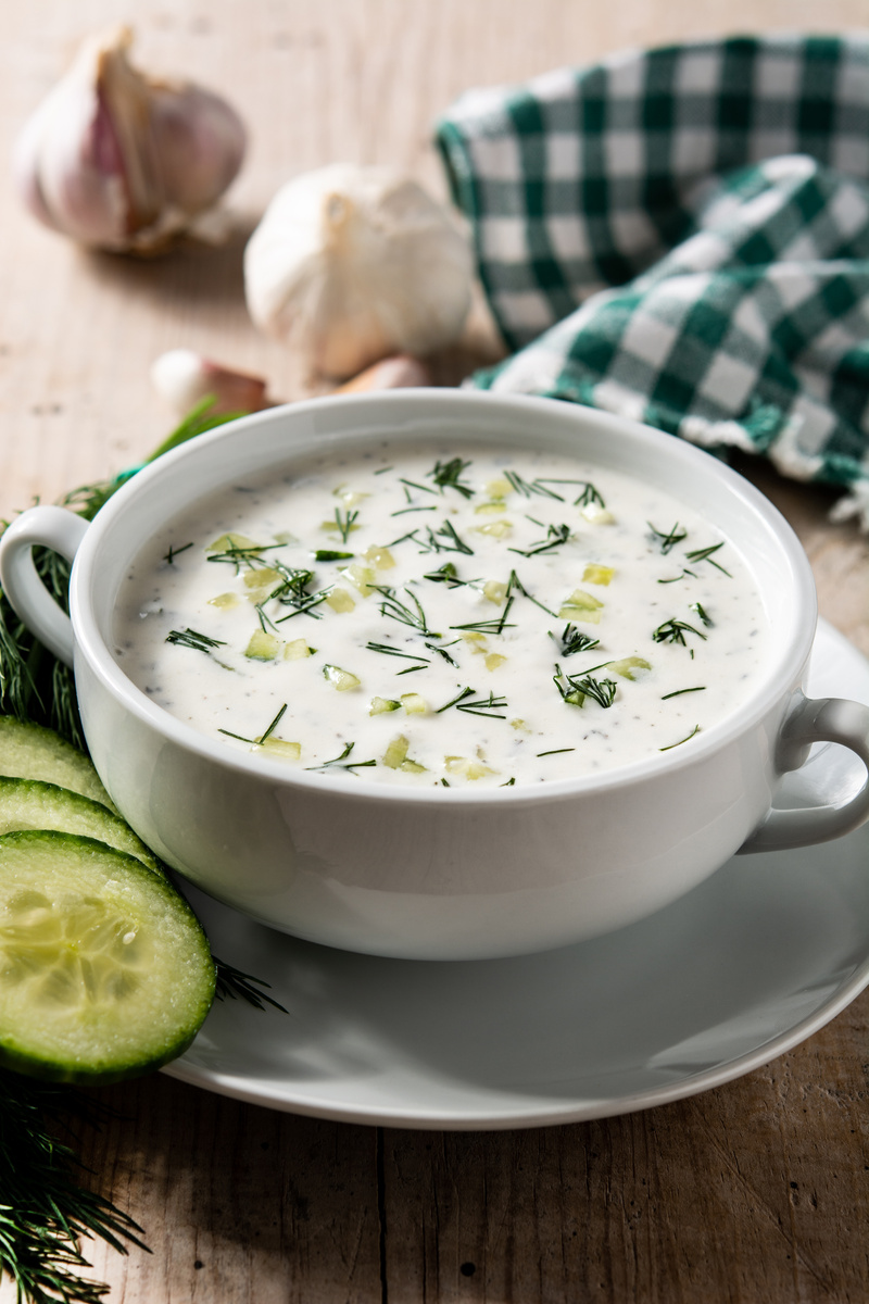 Bulgarian Tarator Sour Milk Soup in Bowl